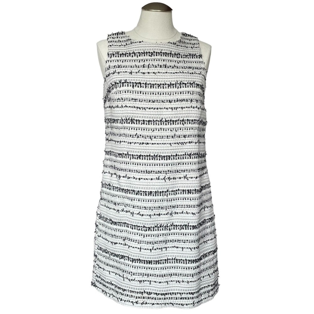 Cynthia Steffe Women's Dress Size 4‎ Sleeveless Tweed Black White Shift Dress
